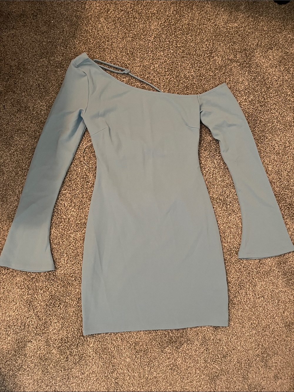 Hello Molly One-Shoulder Bodycon Dress in Powder Blue